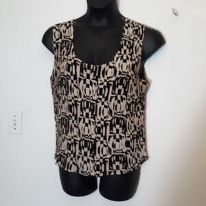 Nicola cream/black crinkle tank top